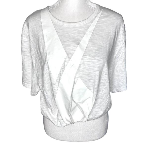 KITH White Graphic Cropped Roll Hem Crewneck T-Shirt Medium - Picture 1 of 8